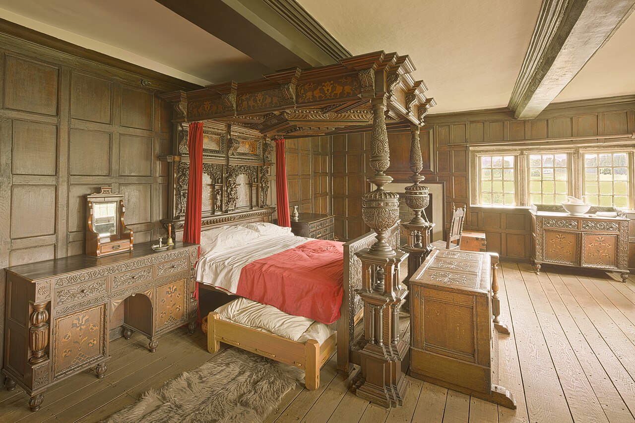 Carved oak bedroom
