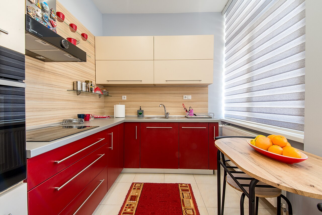 Red-accent kitchen