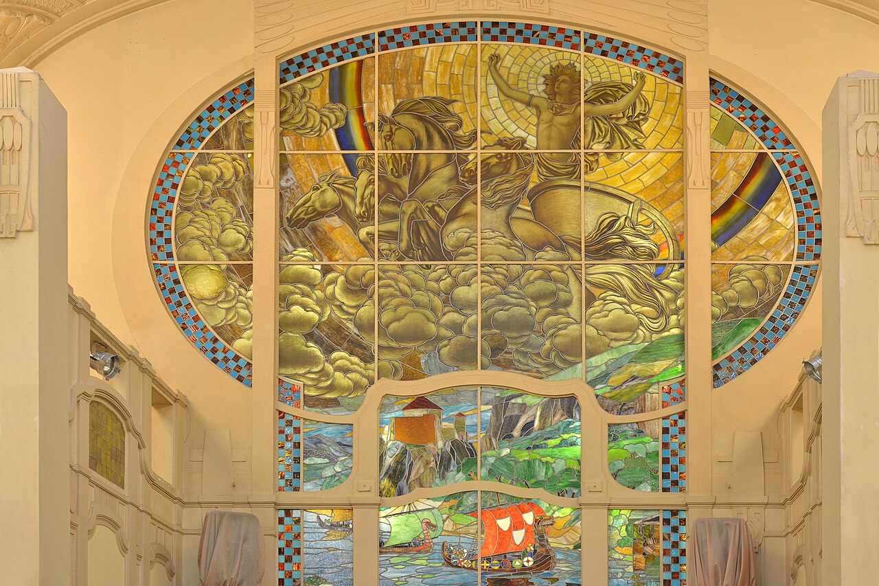 Stained-glass dining detail